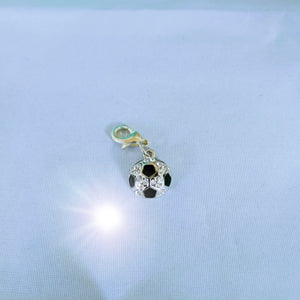 cc10~~~Soccer Ball with Bling Charm and Zipper Pull